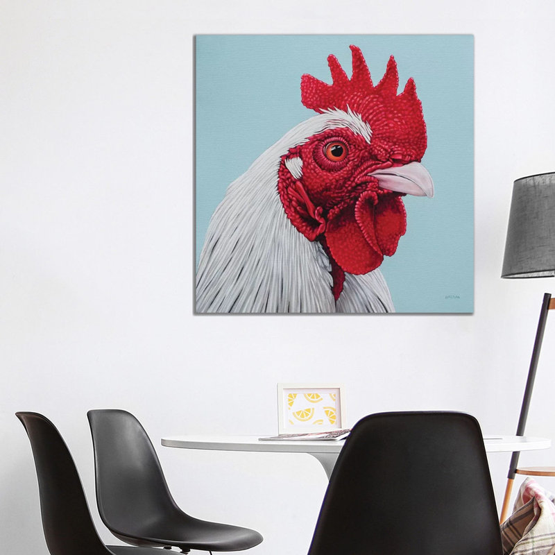 White Rooster by Clara Bastian - Wrapped Canvas Print, 93.98 cm H x 93.98 cm W x 1.91 cm D