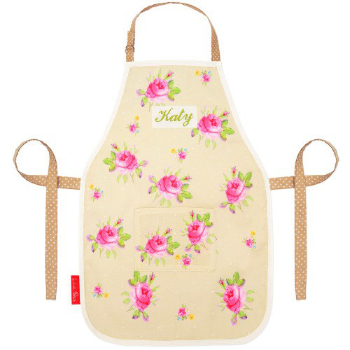 Rose Floral Childrens Apron, 6-13 Years, Duck Egg