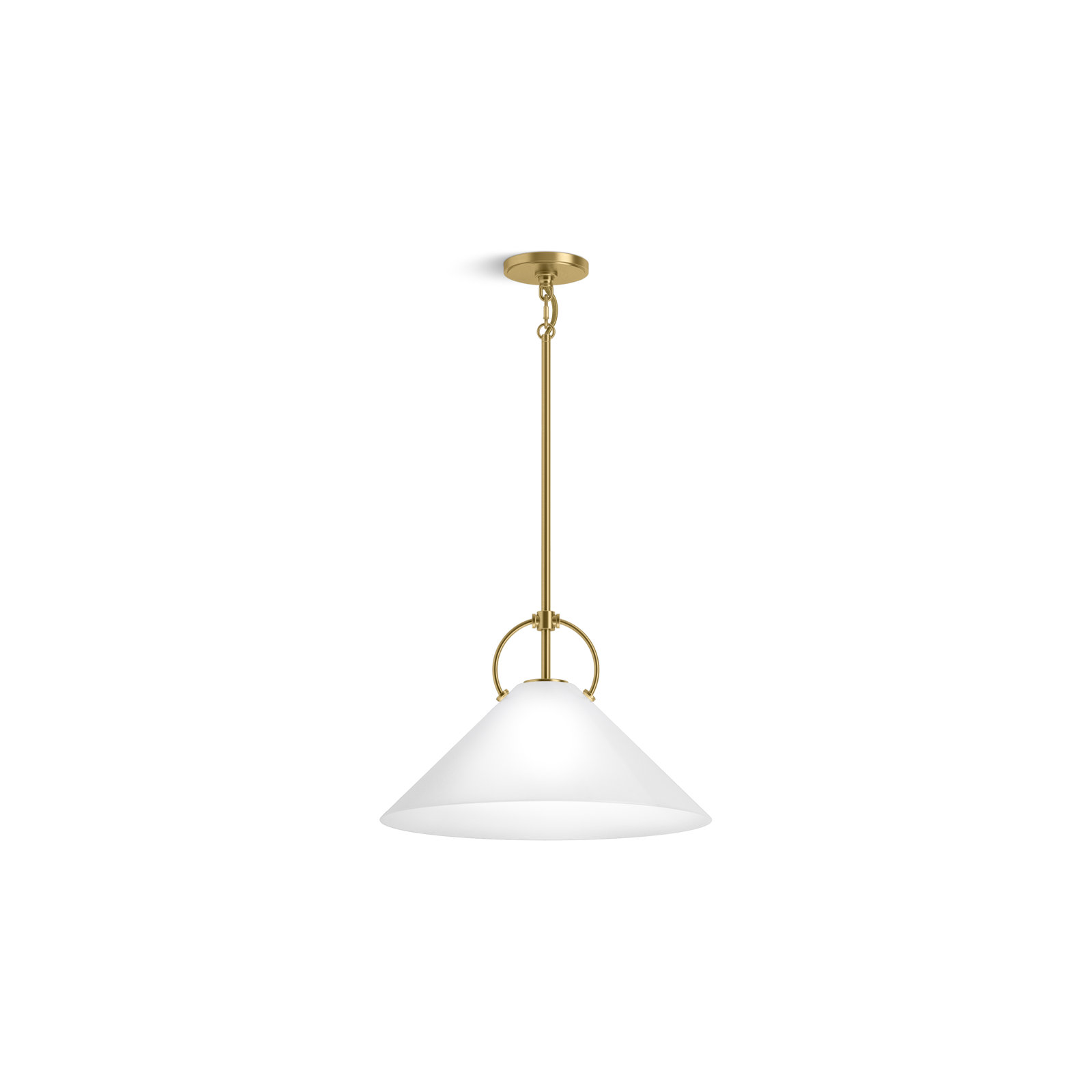Kernen Solid Brass Single Light Pendant, Brushed Moderne Brass