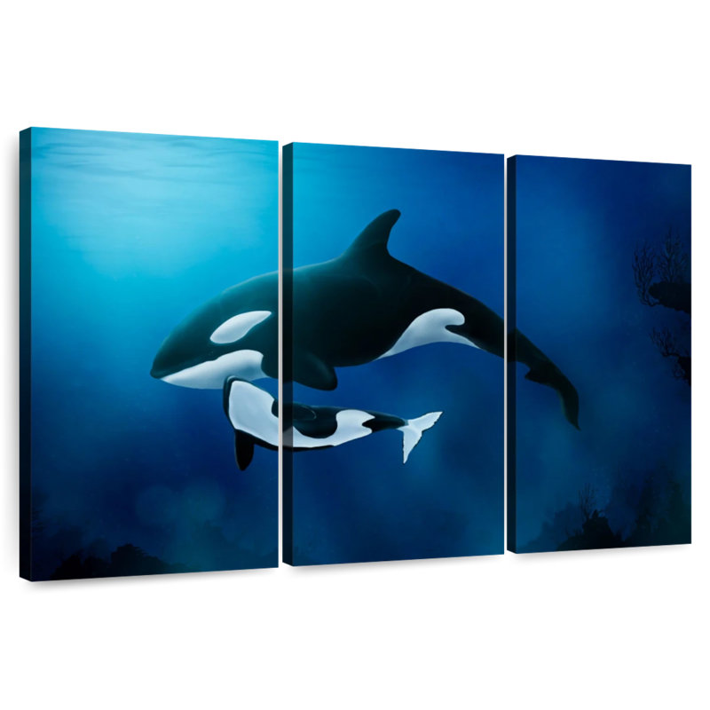 Brampt Mother And Baby Orca, 42" H x 65" W