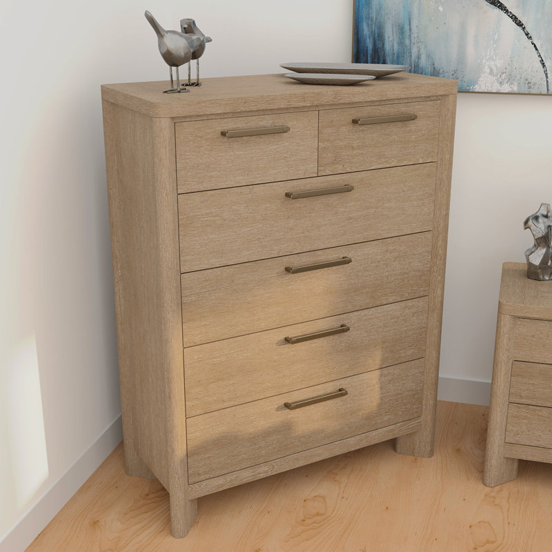 Commode 6 tiroirs brun clair
