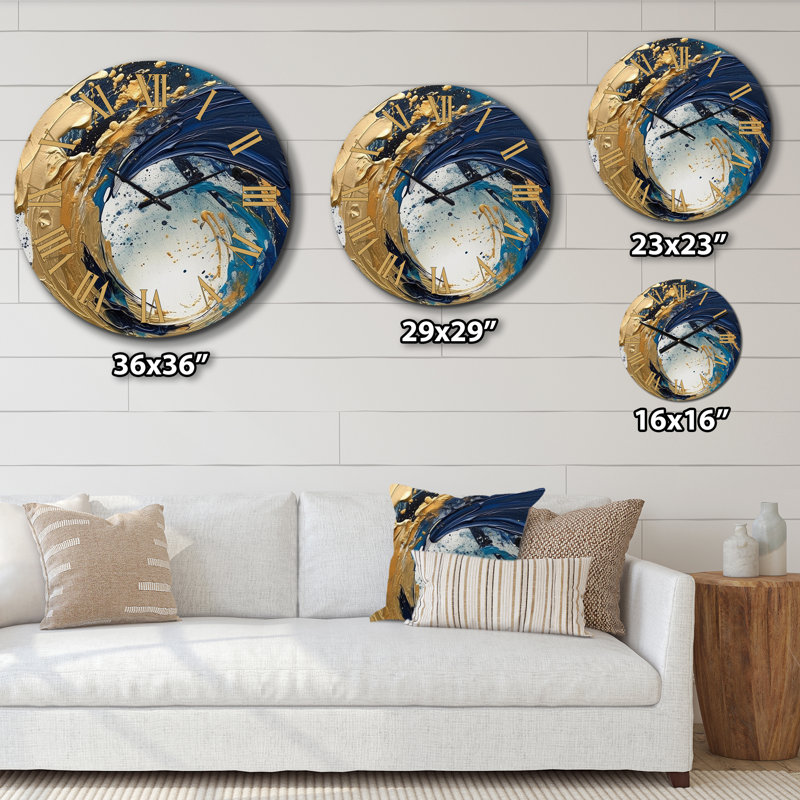 Horloge murale en métal foncé foncé et doré VI, Moyenne
