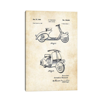 Vespa 125 (1949) par Patte77 - Reproduction de dessin sur toile tendue