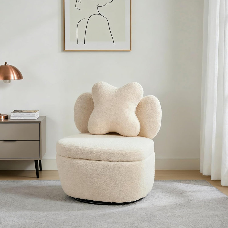 Upholstered Swivel Accent Chair, Beige