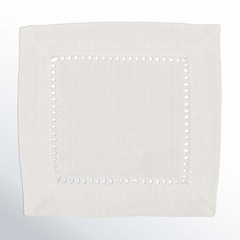 Rowles Hemstitched Border Dinner Napkin, Ivory, 18" L x 18" W