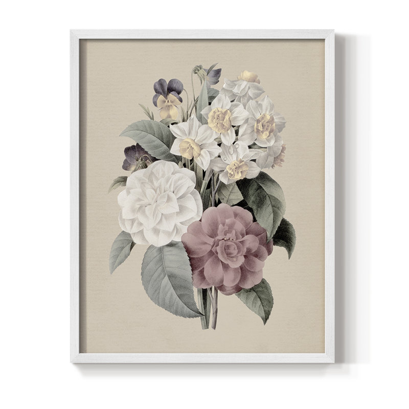 Antique Botanical II, reproduction encadrée - bois massif, H 21 po x l 17 po, Blanc
