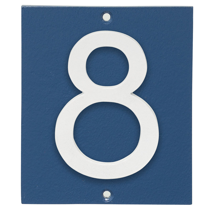 Plaque d’adresse murale sur 1 ligne flottante, Bleu mer, Blanc, Oui