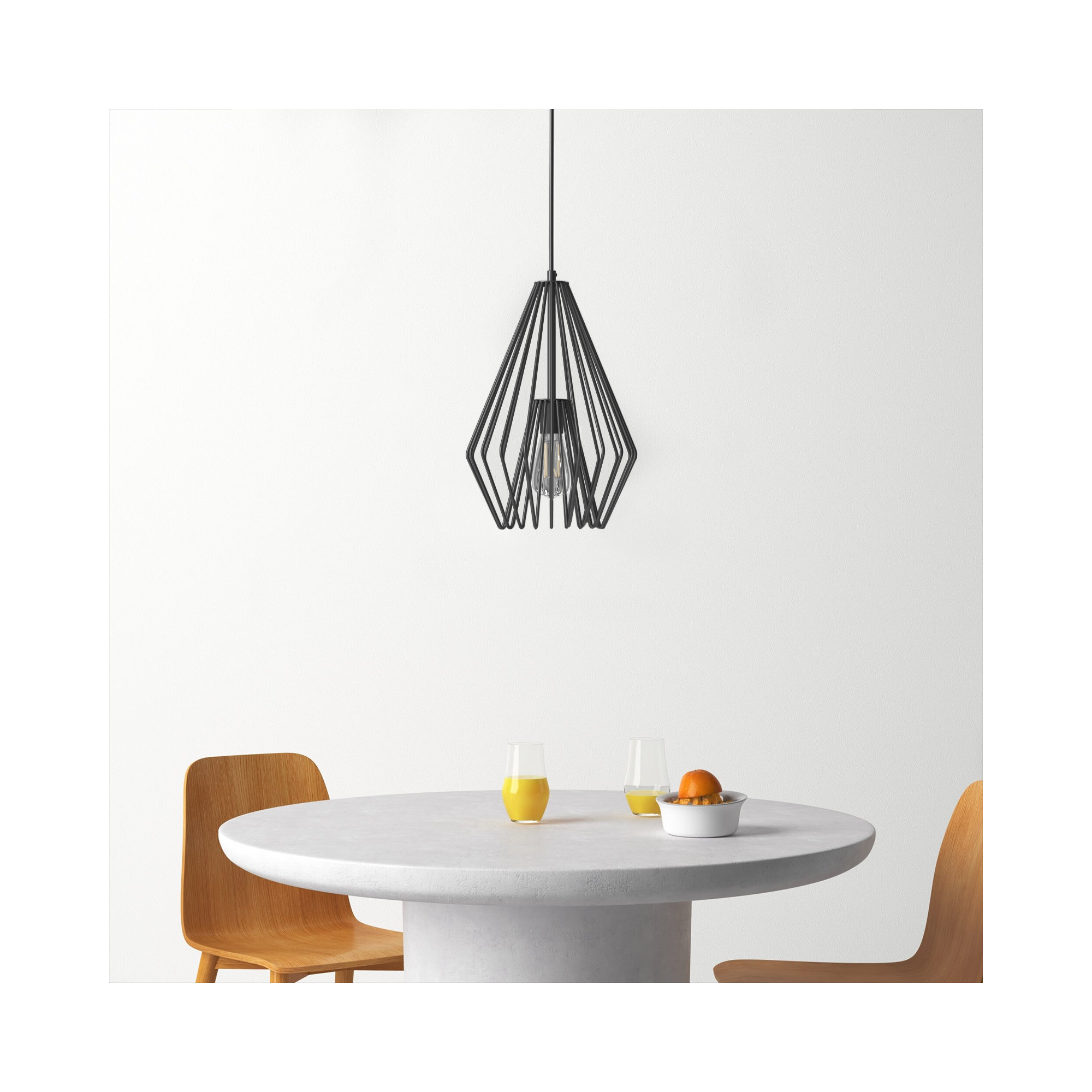 Frankie Single Light Metal Dimmable Pendant, 18.5" H x 12.25" W x 12.25" D, Matte Black