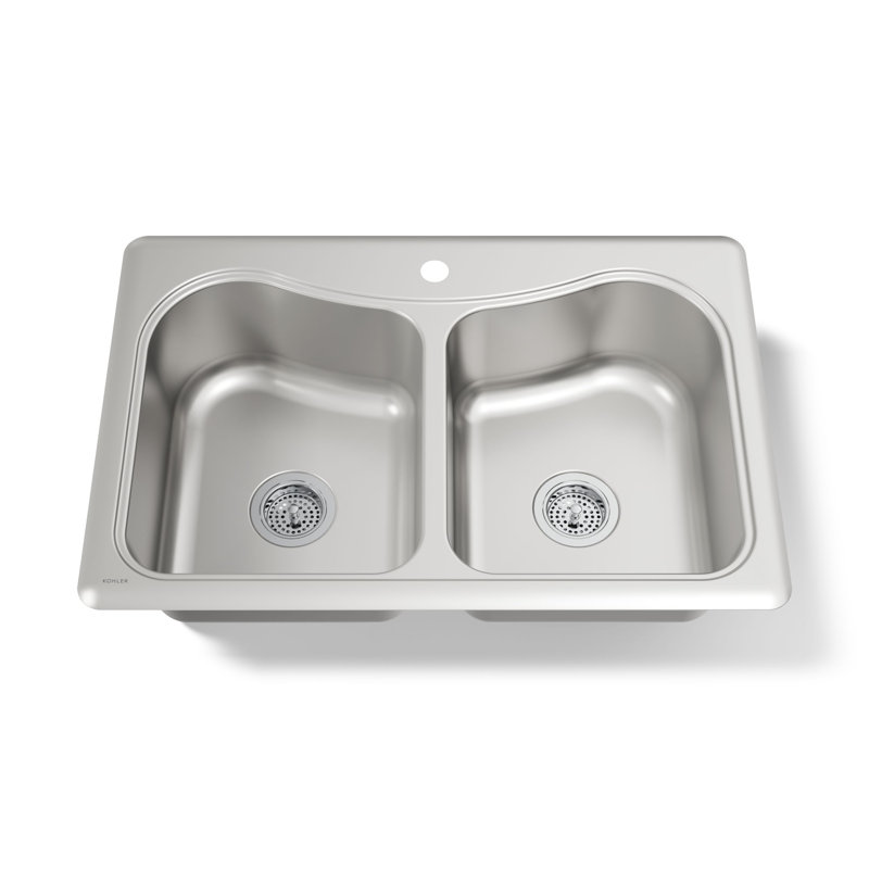 Staccato 33" L x 22" W Drop-In Kitchen Sink with Single Faucet Hole, 1 hole