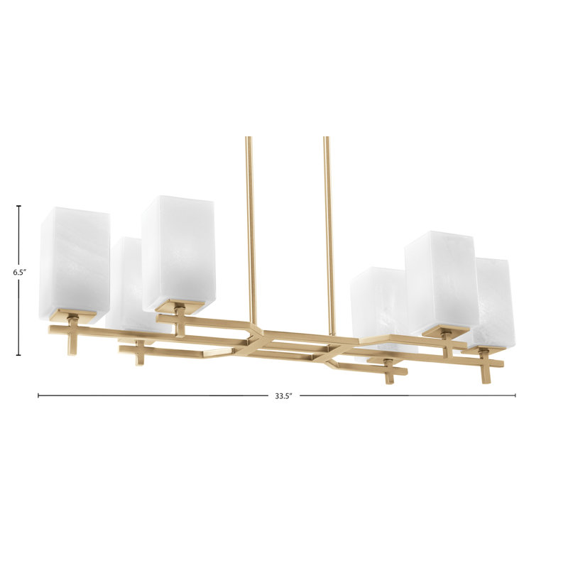 Luminaire pour îlot 6 lumières Arwood, Laiton