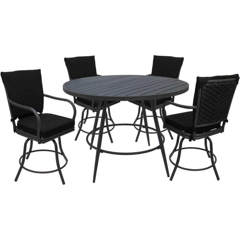 Ensemble repas pour 4 personnes Soter, Cadre gris / coussin noir