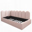 Canapé-lit rembourré en velours rose avec repose-pieds et rangement hydraulique, structure à lattes en métal, convient aux adultes et aux enfants; Matelas non inclus-1583555328