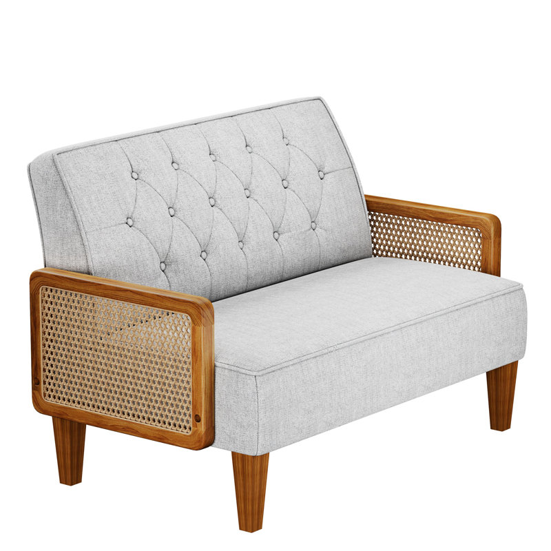 Bemidji Upholstered 43'' Loveseat, Gray 100% Linen