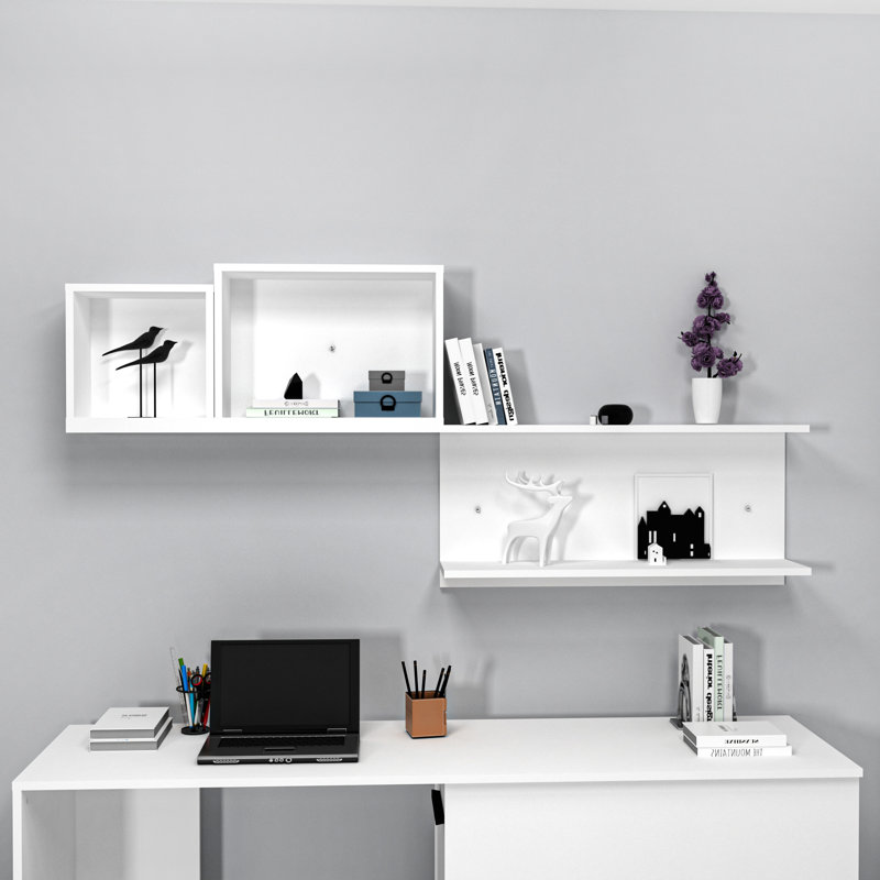 Caegan 4 Piece Accent Shelf, White