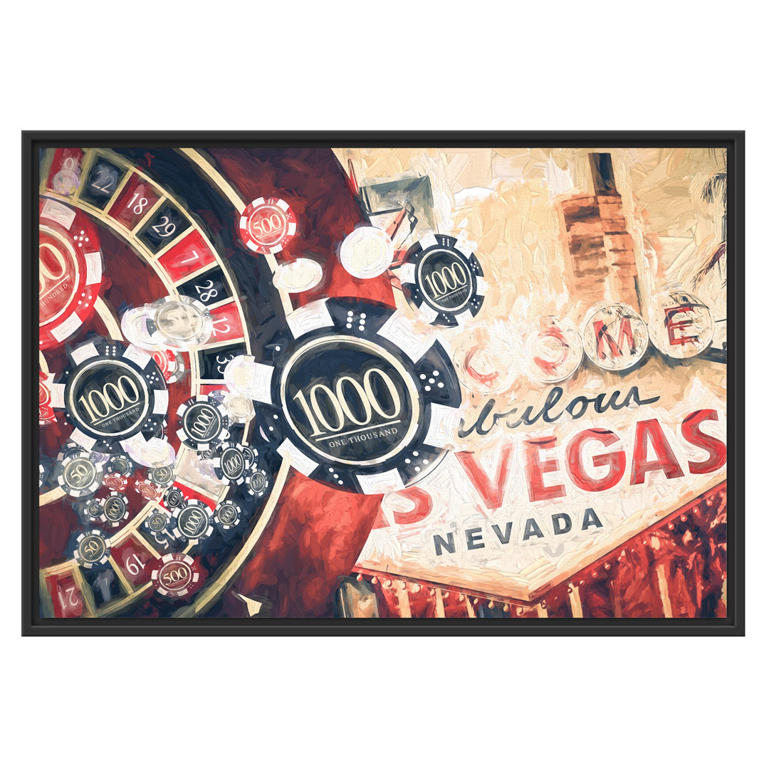 Gerahmtes Wandbild Las Vegas Casino Roulette Kunst