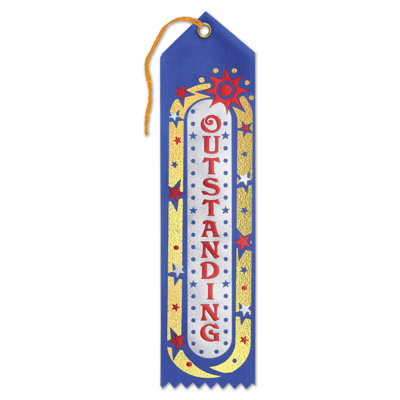 Outstanding Award Ribbon - 2" x 8" - Pack of 6