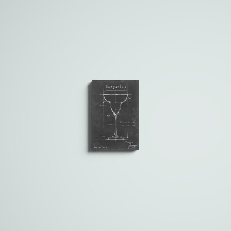«Barware Blueprint VI» par Ethan Harpe - peinture sur toile tendue, H 18 po x l 12 po