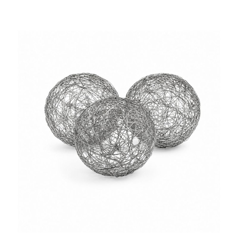 3277 3"D Silver Wire Spheres - Box of 3, 3" H x 3" W x 3" D, Sliver