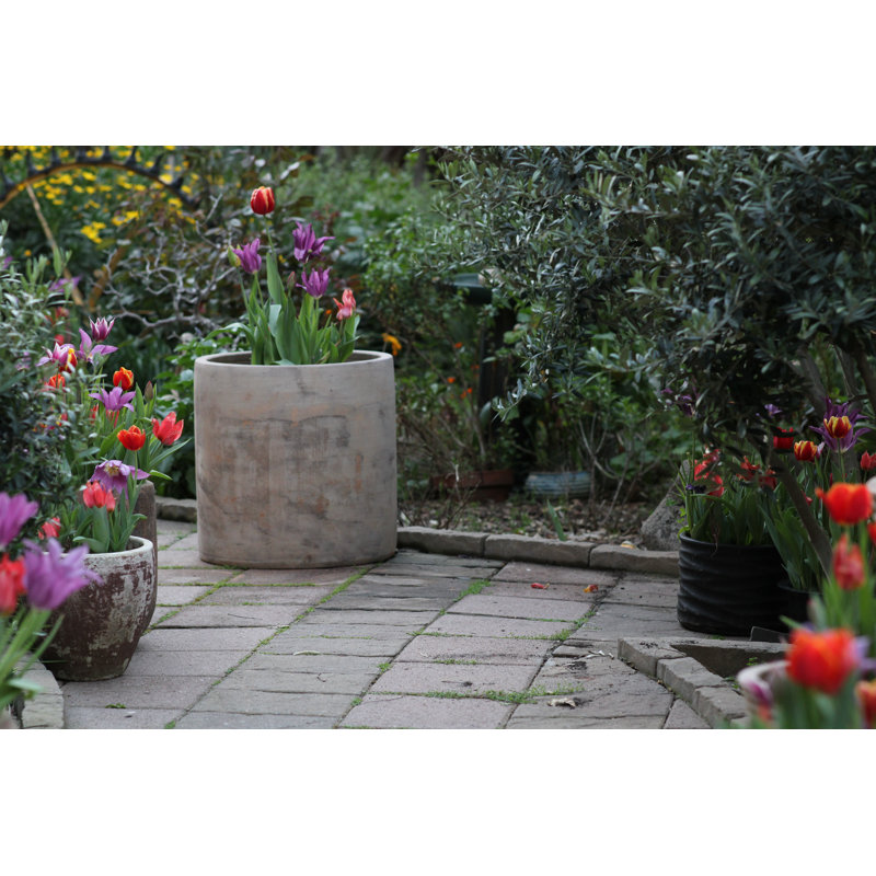 Pot de fleurs cylindrique Lera en grès - Intérieur/Extérieur