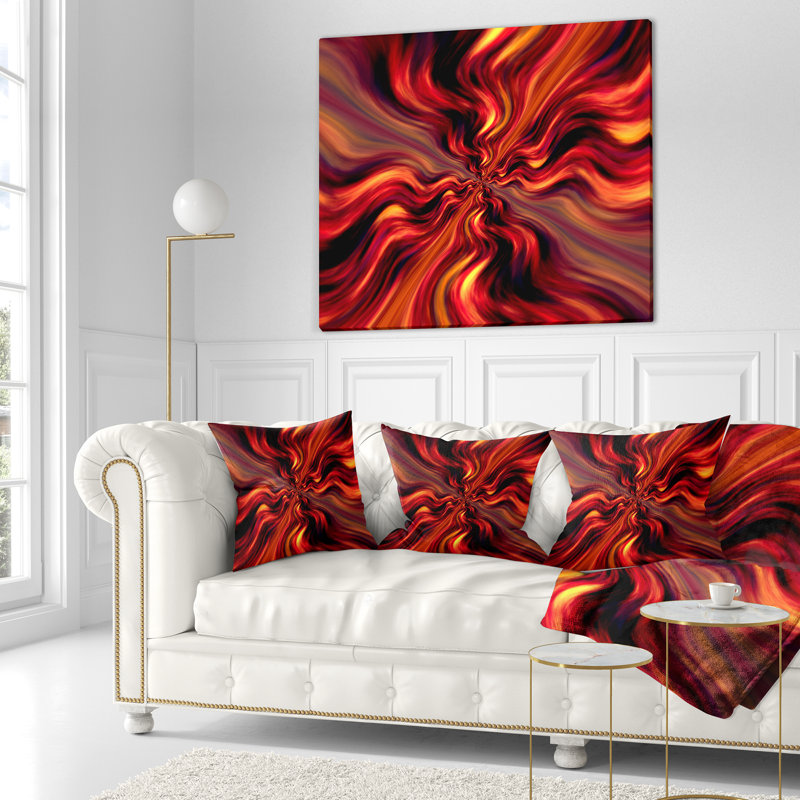 Red Infinity - Coussin imprimé abstrait, 16 po x 1 po, Coussin décoratif