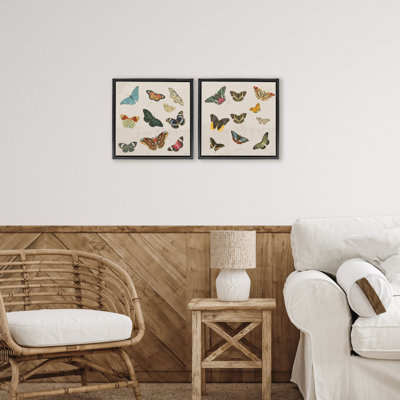 Collection of Vintage Butterflies 2pc Floating Frame Set, design by Dan Meneely