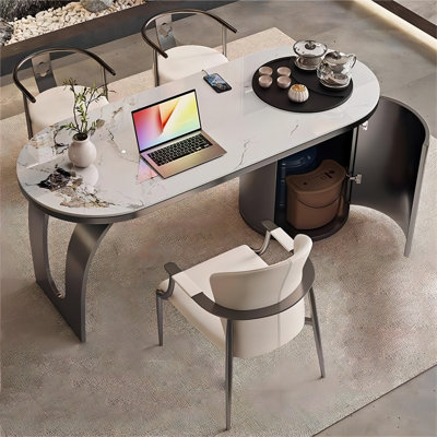 Ensemble de bureau et chaise de bureau 62,99 po en pierre frittée minimaliste