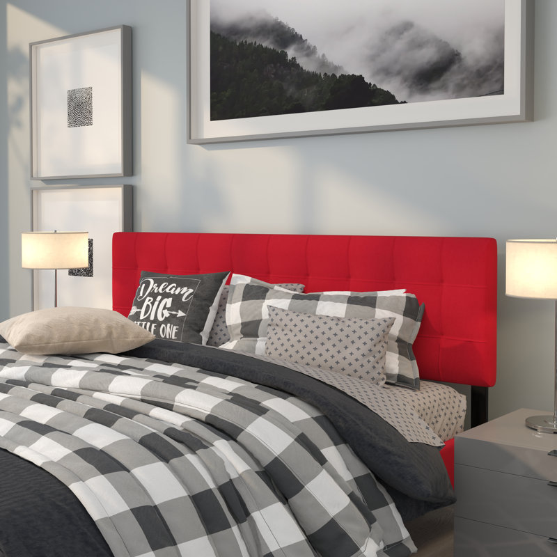 Tête de lit tapissier capitonnée Ciriaca, Très grand, Rouge