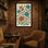 Motif floral de plantes et de fleurs avec des fleurs orange et bleu sarcelle