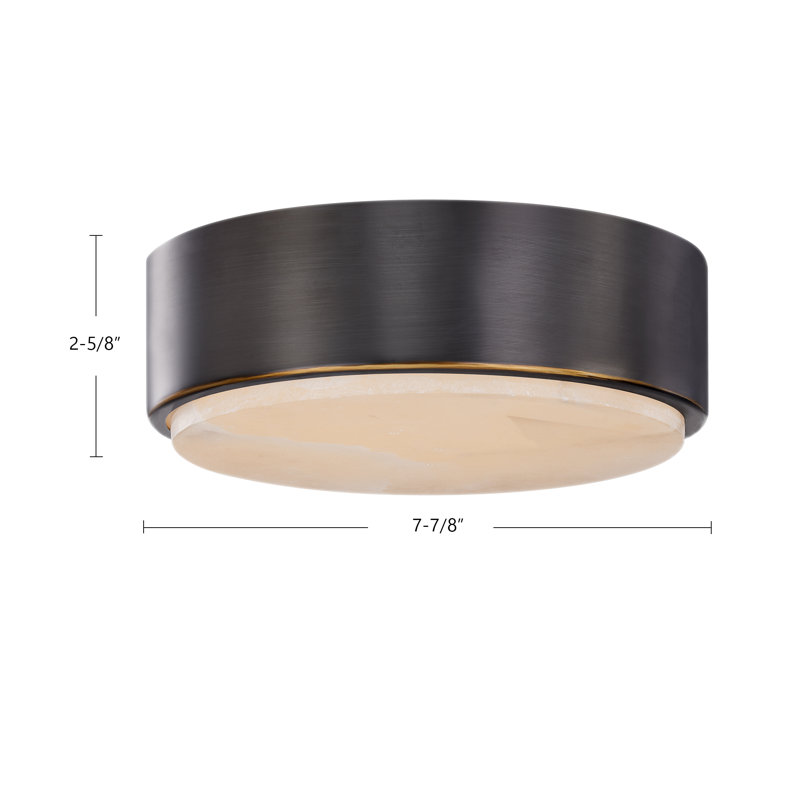 Blanco 1 - Light LED Flush Mount, Vintage Brass/Alabaster, Vintage Brass/Alabaster