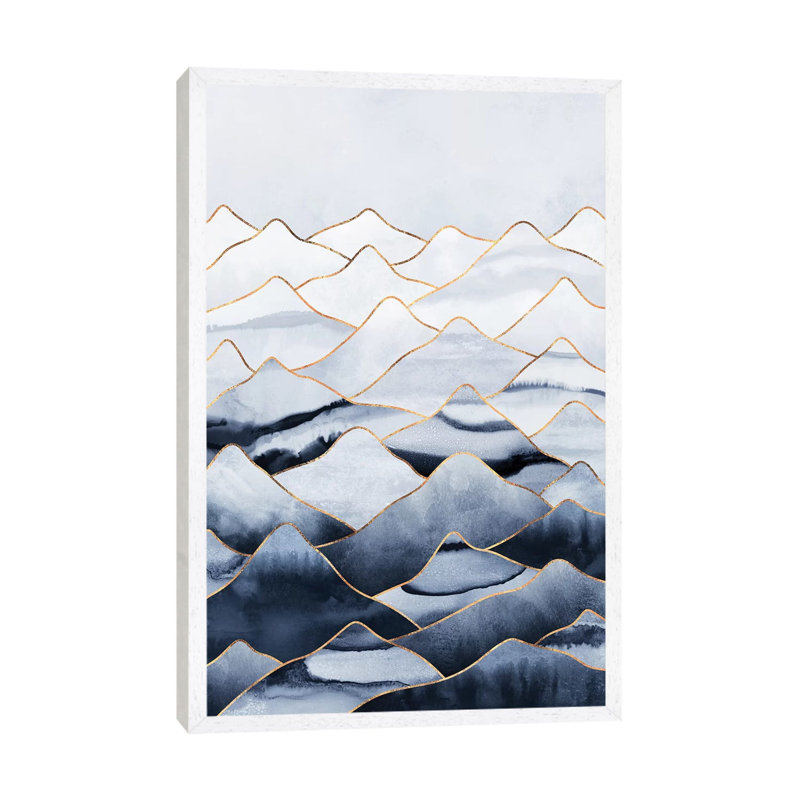 Mountains I by Elisabeth Fredriksson - Print on Canvas, 66.04 cm H x 45.72 cm W x 3.175 cm D, White Framed
