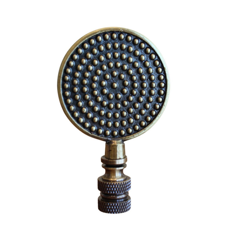Dotted Medallion Decorative Lamp Finial Antique Brass, 3"h