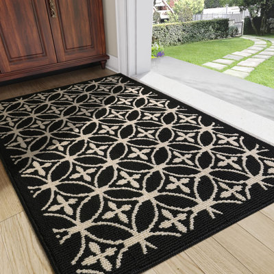 Floral Outdoor Indoor  Dirt Resistant Absorbent Non-Slip Backing and Washable Low-Profile Indoor Mats for Entry,Kitchen,Garden