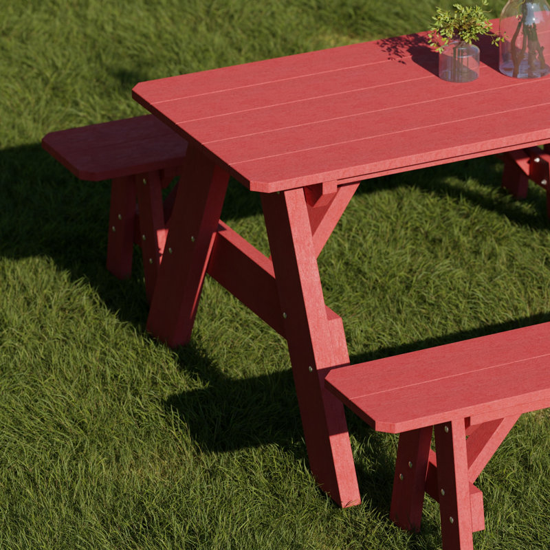 Heritage 72" Picnic Table With Detached Benches, Cardinal Red
