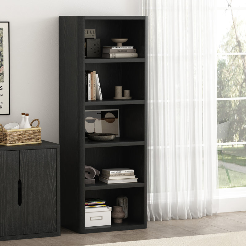 Bibliothèque ouverte moderne 28 "Rivington (5 tablettes), (5 tablettes) H 79 po x l 28 po x P 20,1 po, Noir