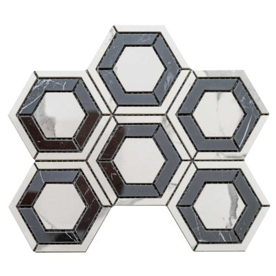 Stately Geo Hex 9" x 11" Polished Porcelain Wall & Floor Tile