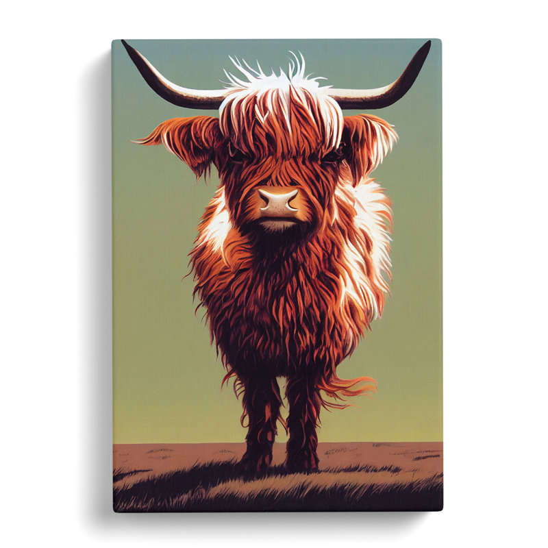 A Curious Highland Cow - Wrapped Canvas Print, 50cm H x 35cm W x 3cm D