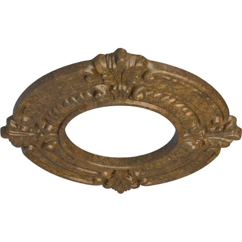 Médaillon de plafond Endurathane Andrea, DE 8 1/8 po x P 4 1/8 po x P 1/2 po (convient aux auvents jusqu'à 4 1/8 po), finition or Flash peinte à la main