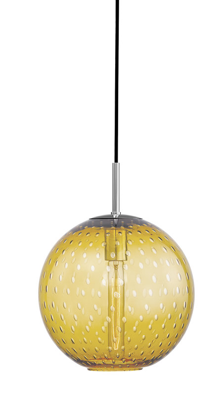Rousseau 1 Light Pendant, 7.75" H X 6" W X 6" D, Blue, Polished Chrome