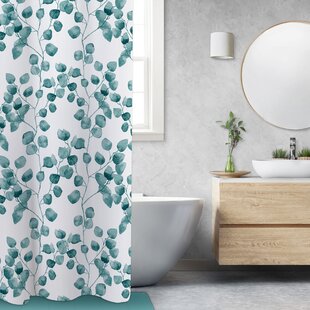 Gray and Teal Shower Curtain and Bath Rug Sets, Modern Turquoise