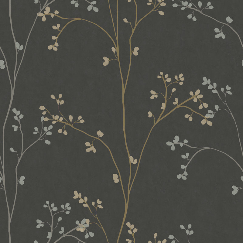 Blossom Stripe Black Peel and Stick Wallpaper, Black
