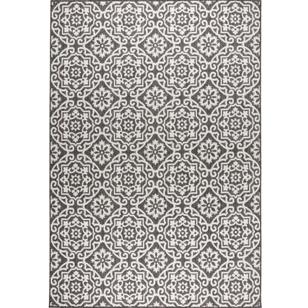 Alfombra para interiores y exteriores Nicole Miller New York Patio Country Danica Geométrica, Negro/Gris