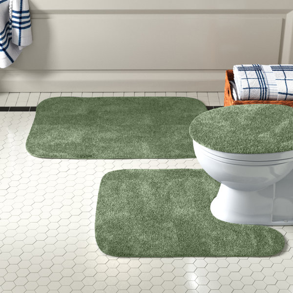 Set de 3 alfombras de baño Mccluney ultra suaves con base antideslizante