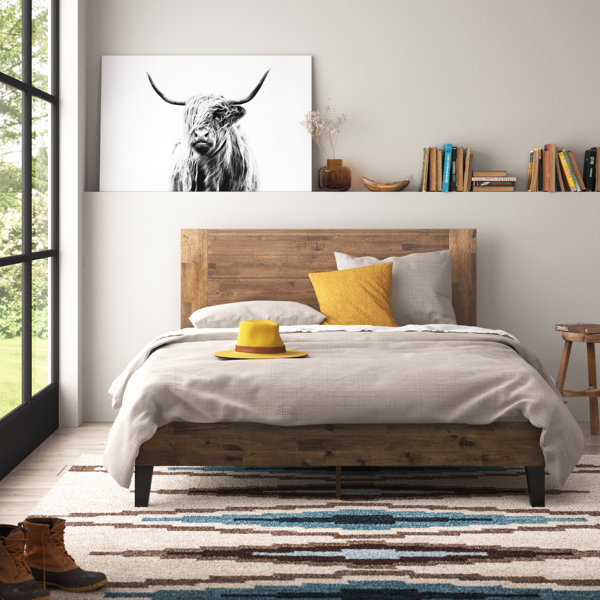 Base de cama tipo plataforma de madera maciza Kira