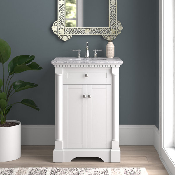 Vanitorio de baño individual de 24'' con tapa de mármol