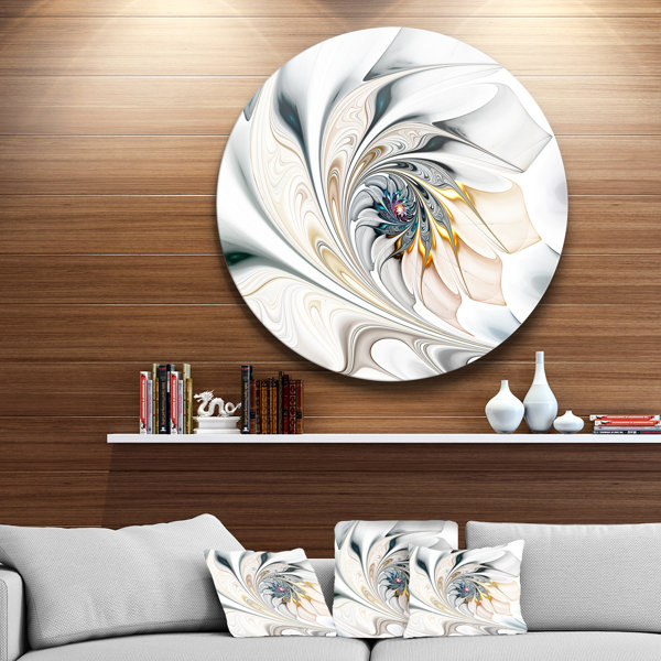 Arte floral de vitral blanco - Lienzo grande de pared floral