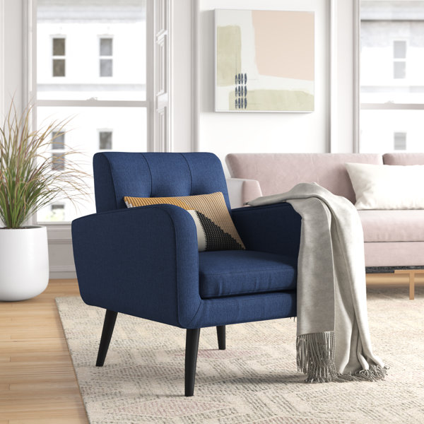 Sillón tapizado de poliéster Almeda de 75.6 cm con patas de madera maciza