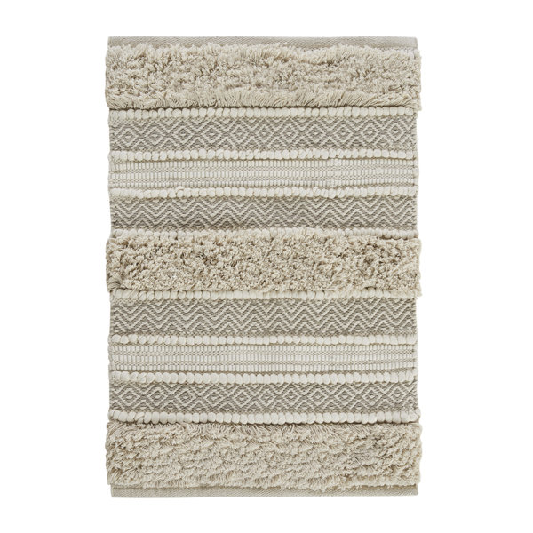 Alfombra de baño Asher de mezcla de algodón, tejida a mano con textura y respaldo antideslizante