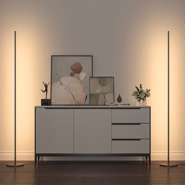 Lámpara de pie de esquina LED regulable Hedden 58" con control remoto (Juego de 2)