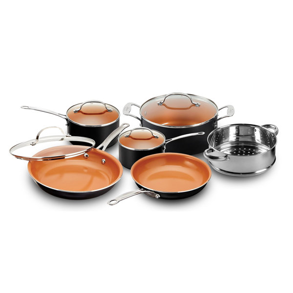 Juego de utensilios de cocina de cerámica antiadherente Gotham Steel de 10 piezas, mangos que se mantienen fríos, apto para horno y lavavajillas