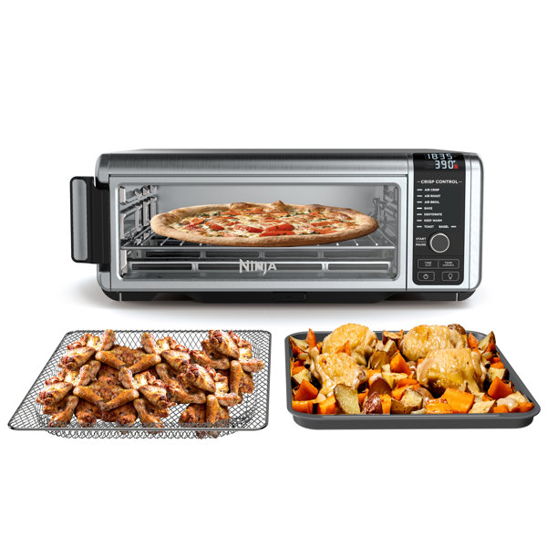 Horno digital de encimera Ninja Foodi con freidora de aire y funcionalidad 8 en 1, capacidad de plegado para ahorrar espacio, incluye canasta para freír, rejilla y bandeja recogemigas